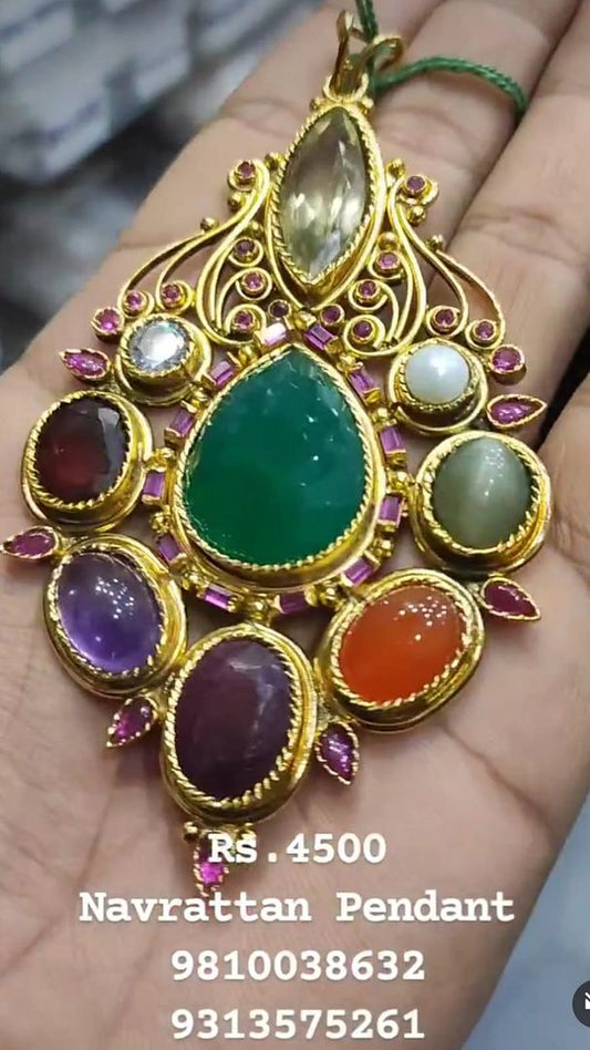 Jadau Pendant In Multi Colour Gold Plating By Chokerset JDWA0104