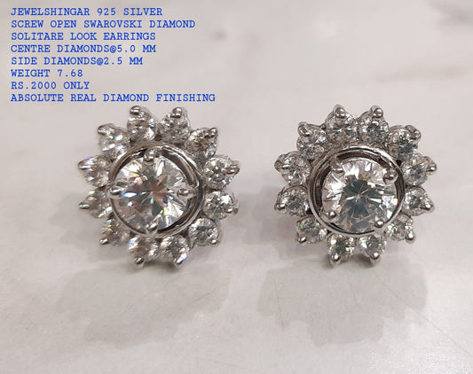 Jewelshingar Jewellery Silver925 Plated Swarovski DiamondEarrings For Women ( 59522SSS )