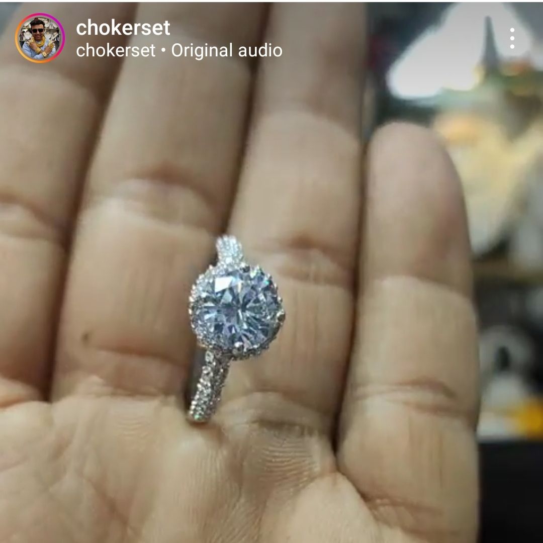 Signity Ring with Silver Plating By Chokerset SRNP2005