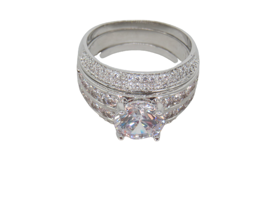 Jewelshingar Jewellery Fine 925 Silver Plated Austrian Diamond Solitare Look Ring In Beautiful Jewellery Box For Gifting For Woman ( 58485RIN )