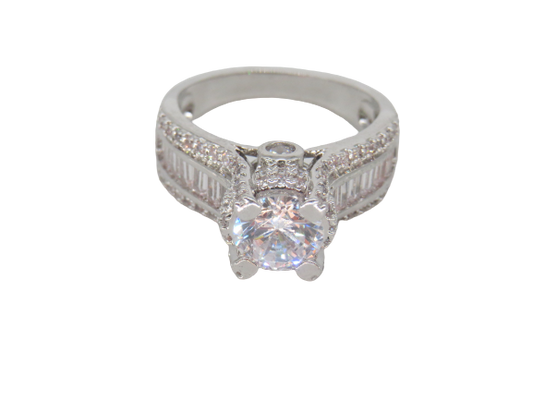 Jewelshingar Jewellery Fine 925 Silver Plated Austrian Diamond Solitare Look Ring In Beautiful Jewellery Box For Gifting For Woman ( 58508RIN )