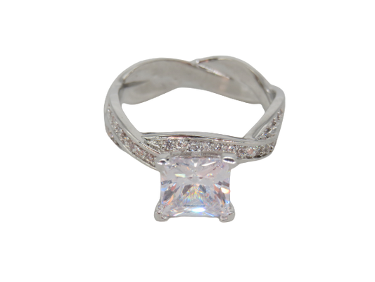 Jewelshingar Jewellery Fine 925 Silver Plated Austrian Diamond Solitare Look Ring In Beautiful Jewellery Box For Gifting For Woman ( 58552RIN )