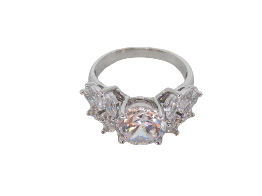 Jewelshingar Jewellery Fine 925 Silver Plated Austrian Diamond Solitare Look Ring In Beautiful Jewellery Box For Gifting For Woman ( 58535RIN )