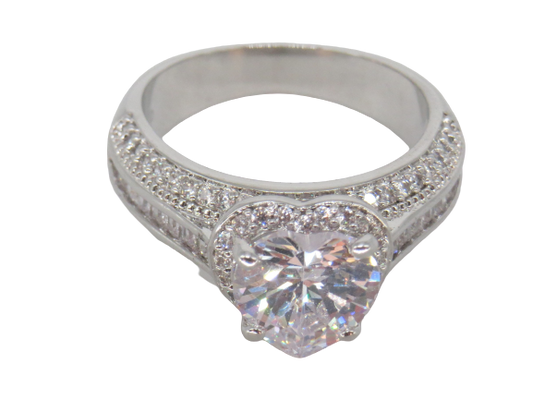 Jewelshingar Jewellery Fine 925 Silver Plated Austrian Diamond Solitare Look Ring In Beautiful Jewellery Box For Gifting For Woman ( 58522RIN )