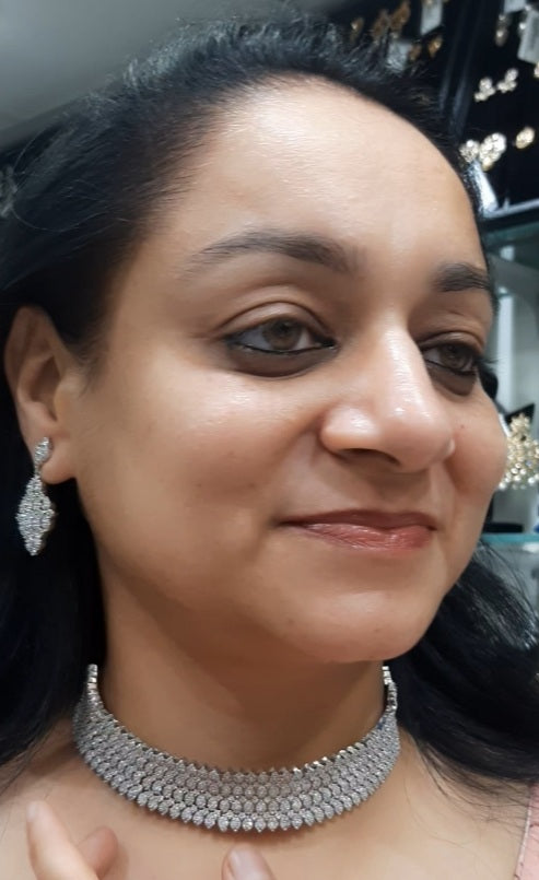 Jewelshingar necklace set in diamond look (95704NAD)